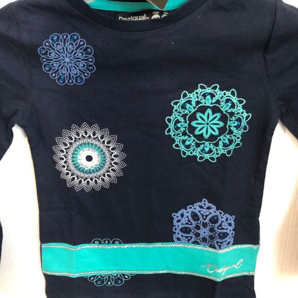 Desigual Girls' Blue Mandala Long Sleeve T-Shirt Size 3/4 NWT - Picture 7 of 8